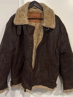 Vintage New River Leather Jacket Mens XL Brown 100% Leather